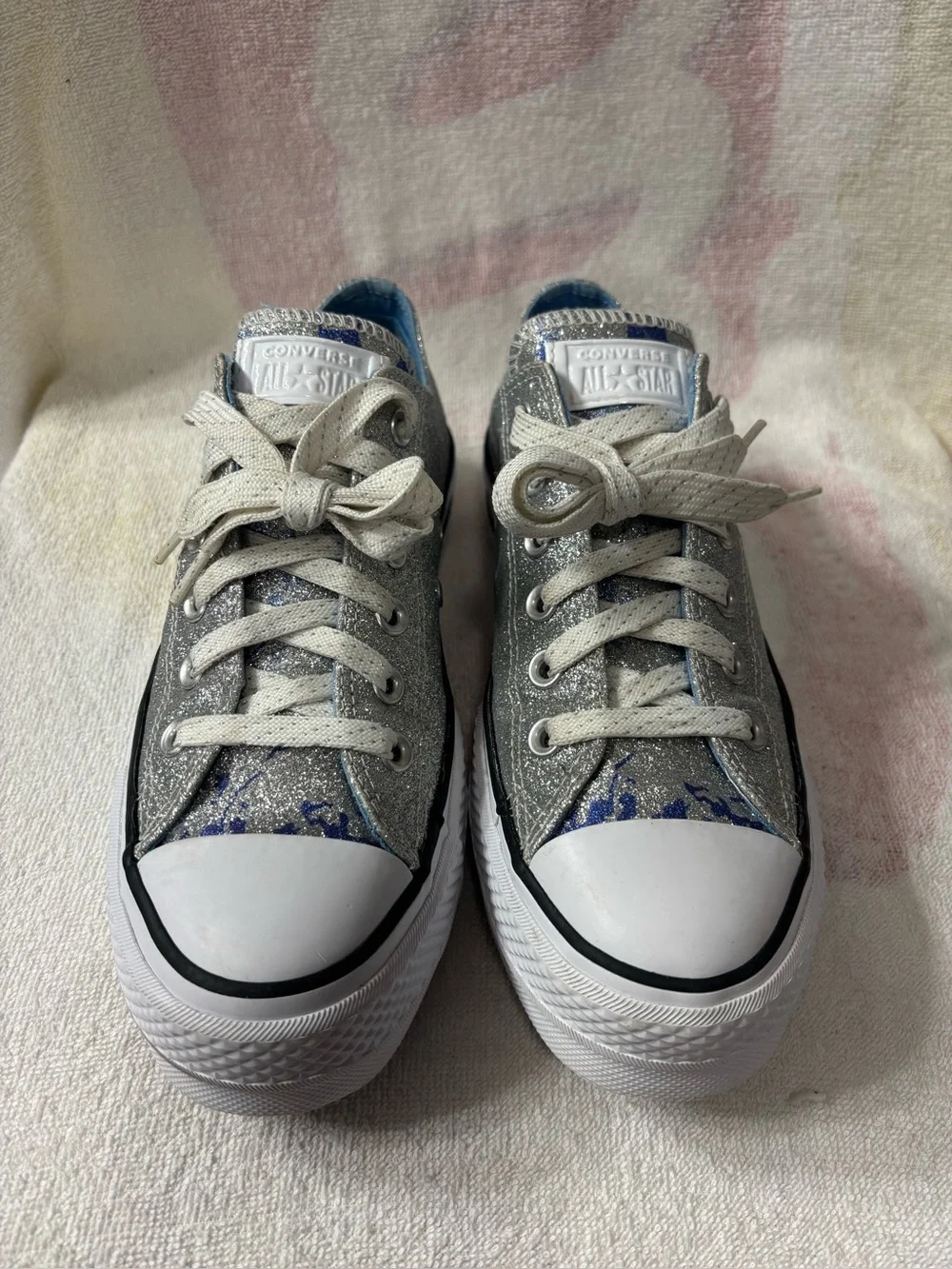 Converse CTAS Lift
Ox - Hybrid Shine Platform 
Silver/Blue/White Women’s Sz 8 - Picture 2 of 9